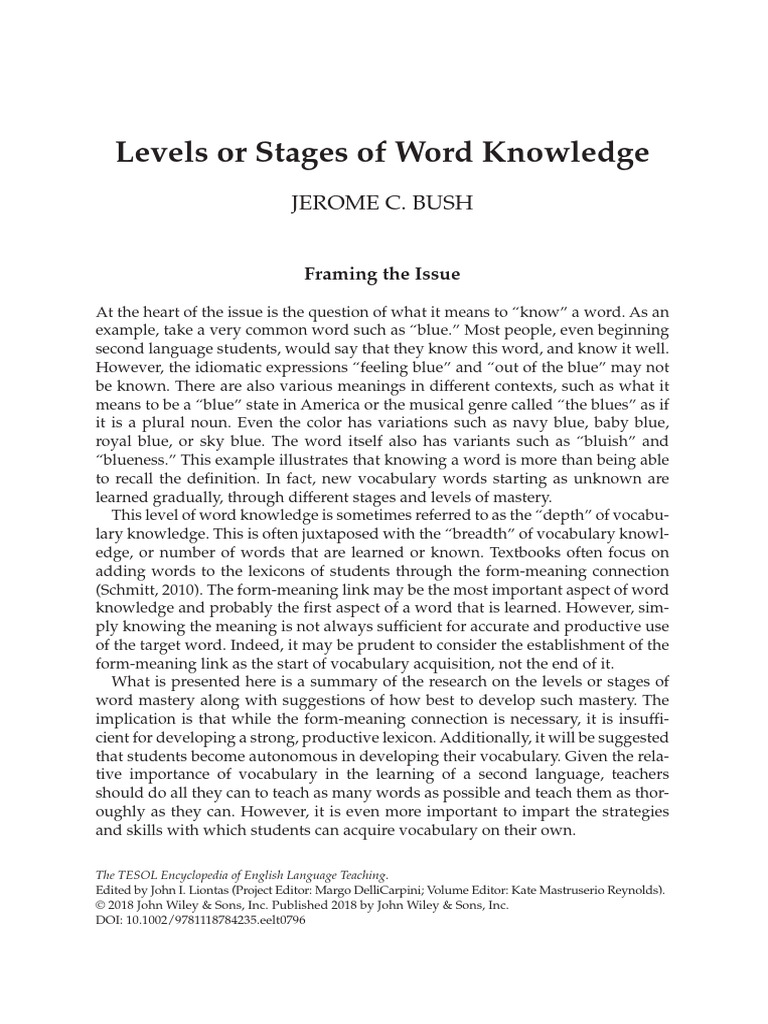 Understanding Word Knowledge Levels | PDF | Vocabulary | Word