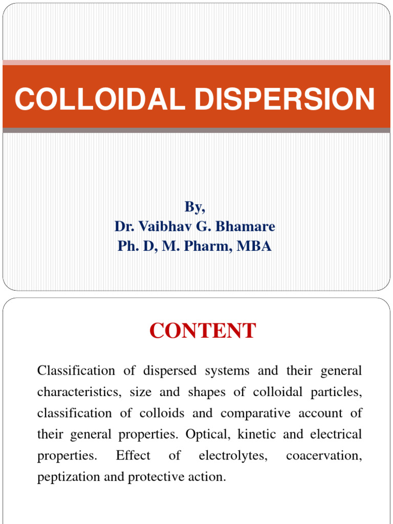 SY - PP II - Colloidal Dipsersion | PDF | Colloid | Solvation
