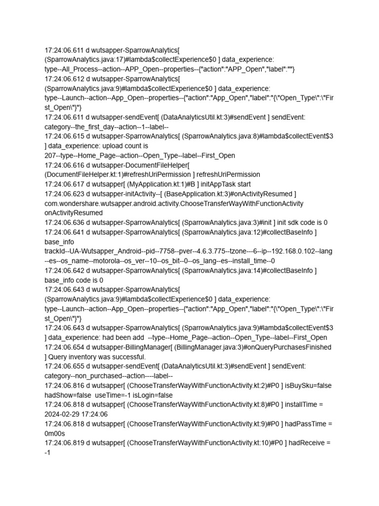 Wutsapper App Analytics Log Data | PDF | Computing | Software