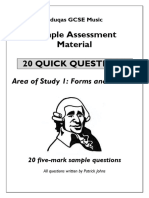 Eduqas GCSE Music - 20 Quick Questions AoS1 Forms and Devices - QUESTIONS AND MARK SCHEME