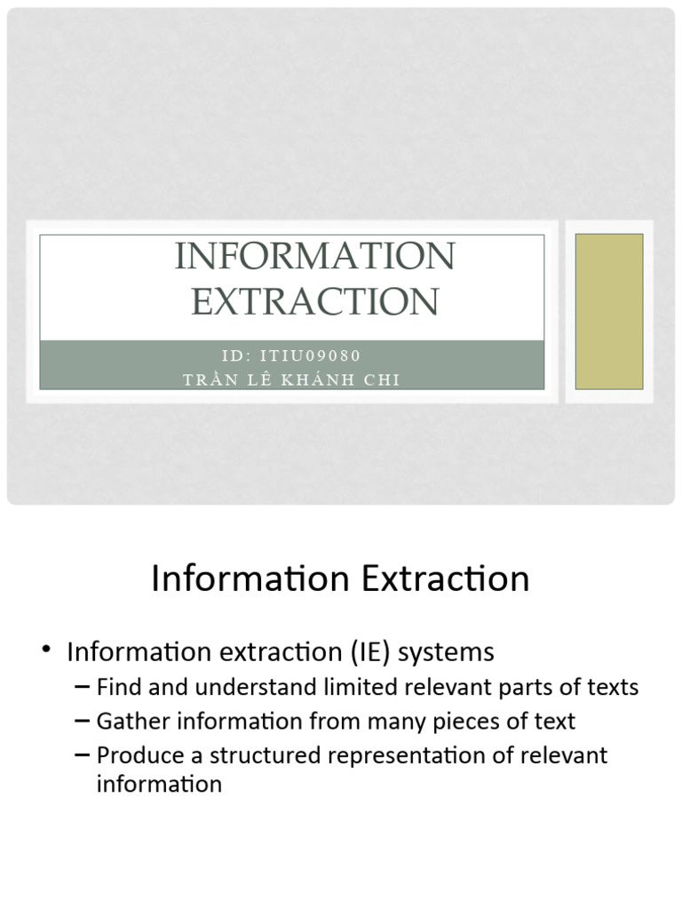 Information Extraction PDF Human Communication Information Science