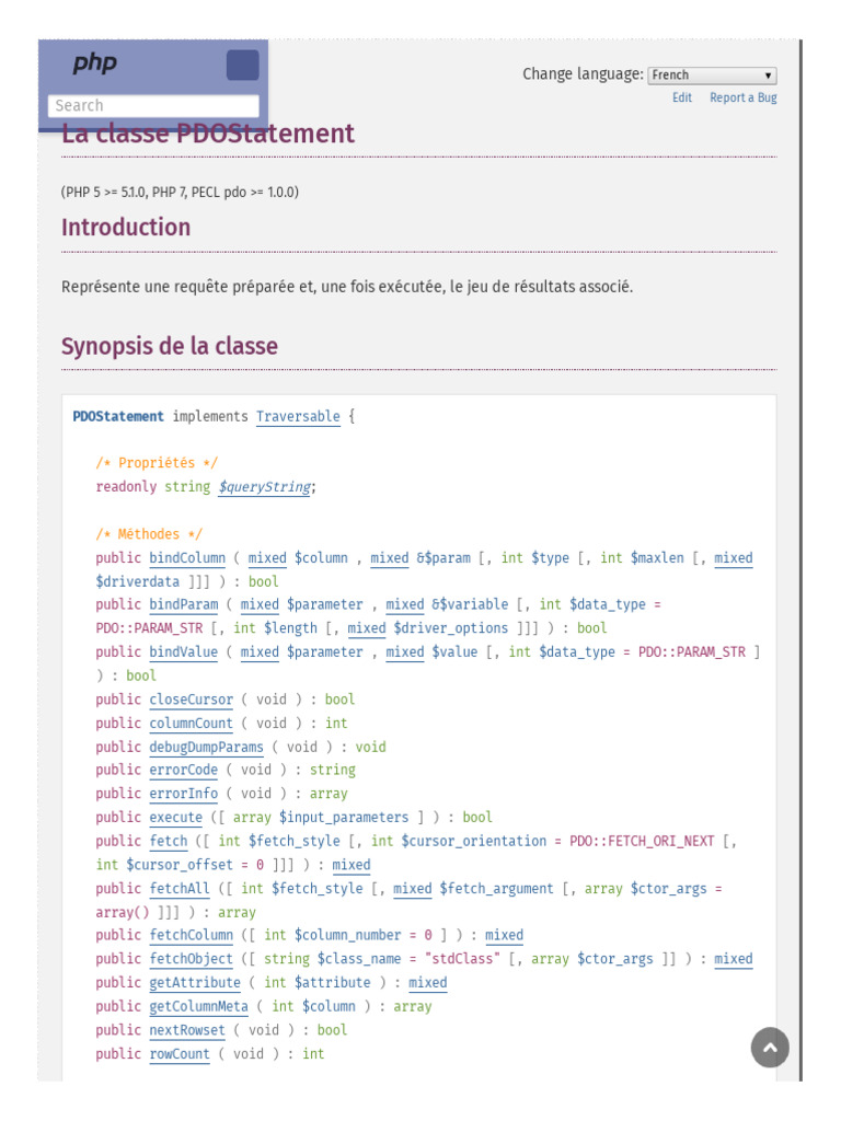 Classe PDOStatement en PHP | PDF | SQL | Programmation informatique