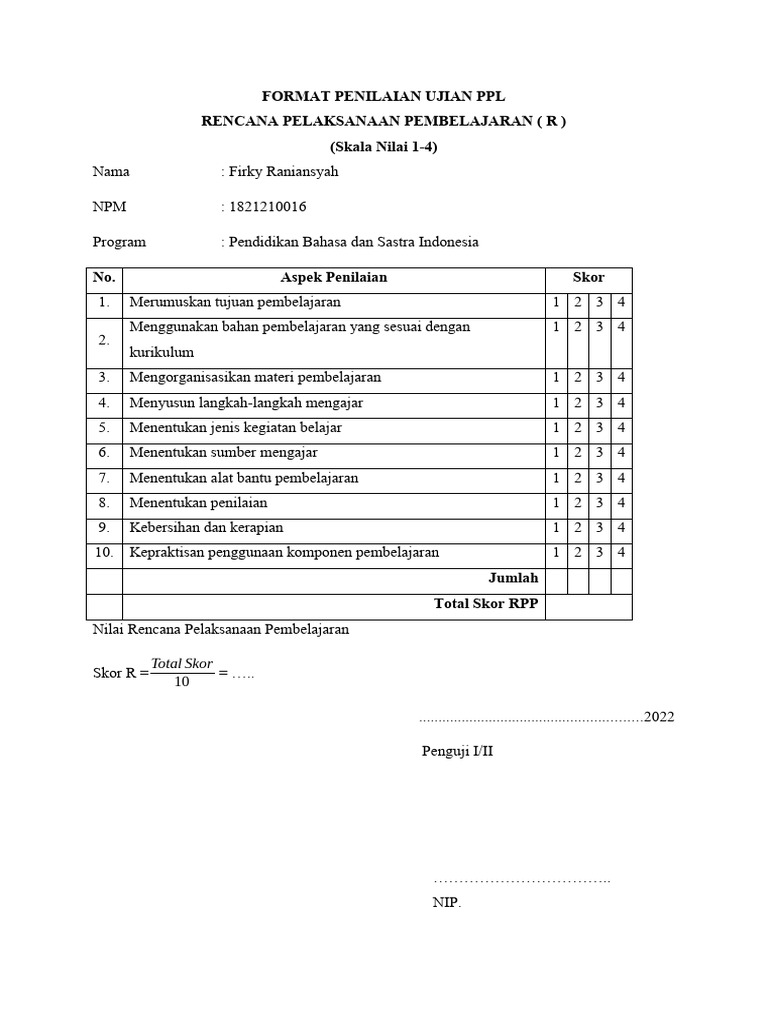 Format Penilaian PPL | PDF | Karier & Perkembangan | Komputer