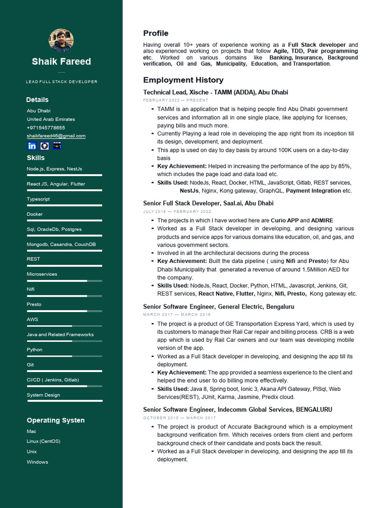 Shaik Fareed: Full Stack Developer Profile | PDF | Web Application ...