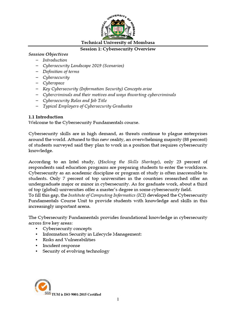 Session 1 cybersecurity overview and an introduction pdf computer