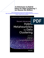 Recent Advances in Hybrid Metaheuristics For Data Clustering 1 Edition Sourav de Editor All Chapter