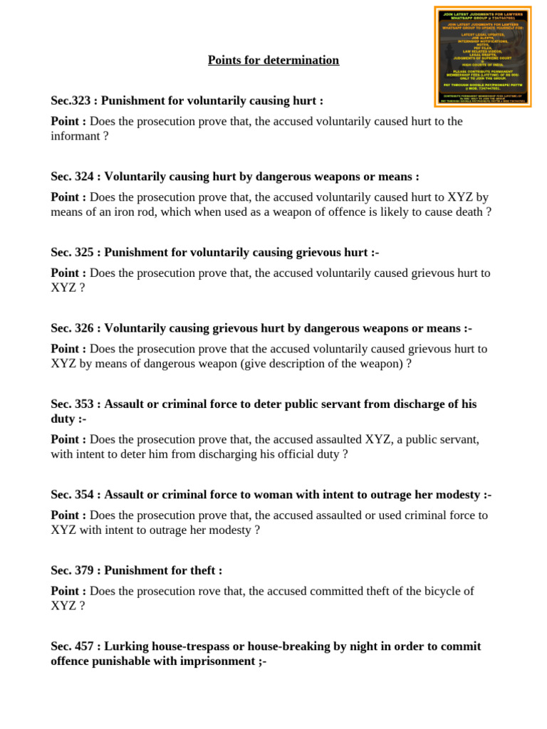 Points For Determination in Criminal Judgment (Format) | PDF | Theft ...