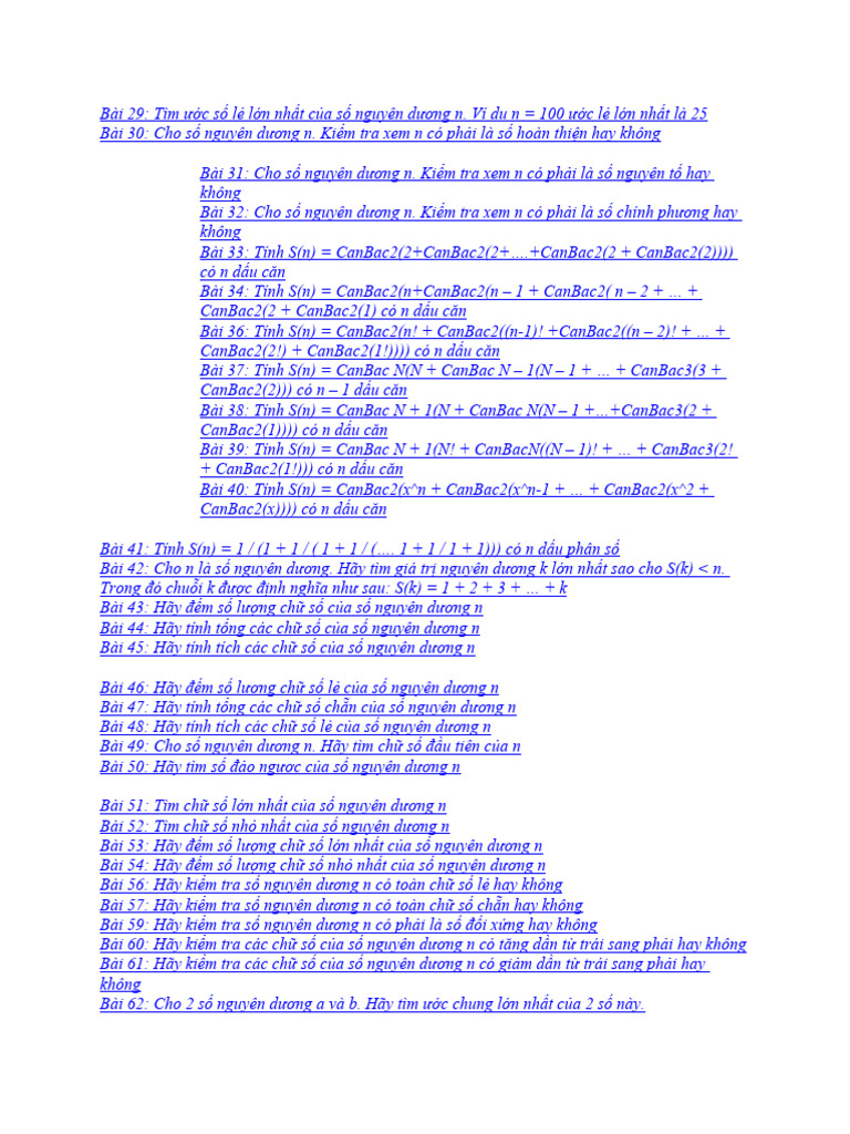 1000 Bai Tap Lap Trinh C C++ Co Loi Giai | PDF