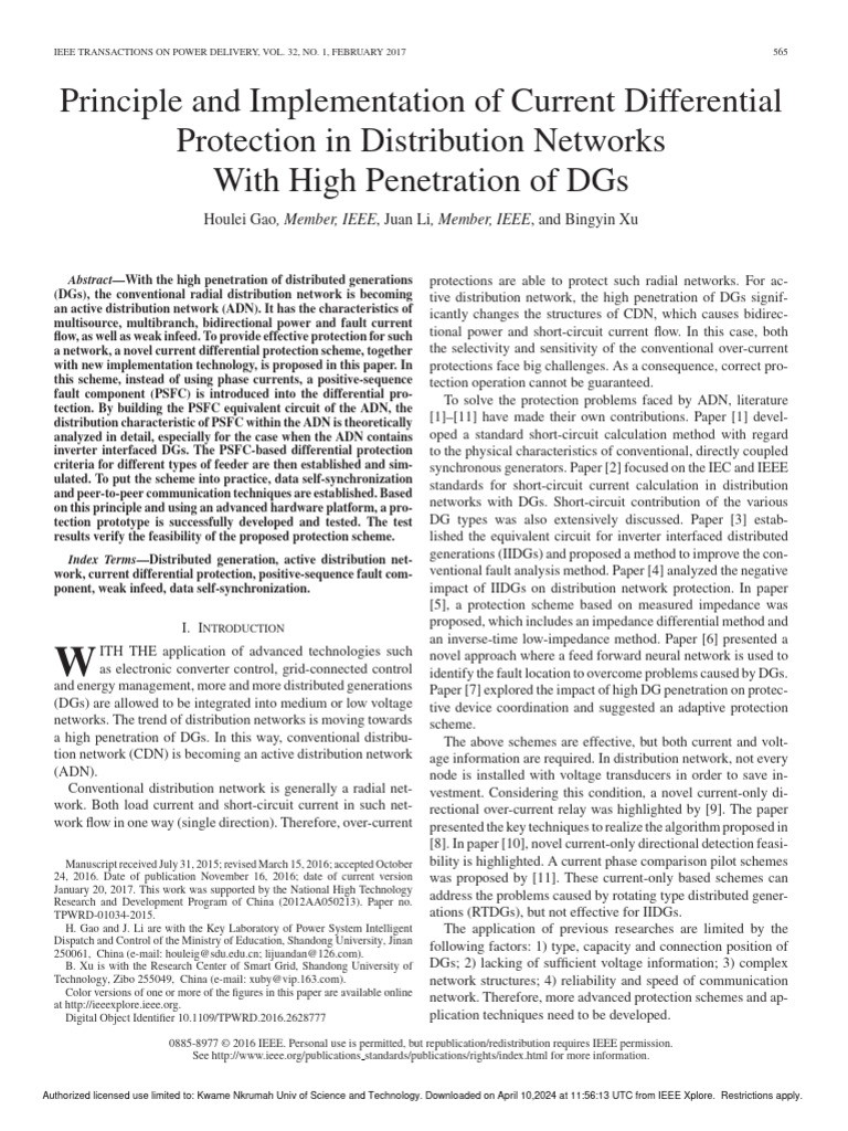Principle and Implementation of Current Differential Protection in ...