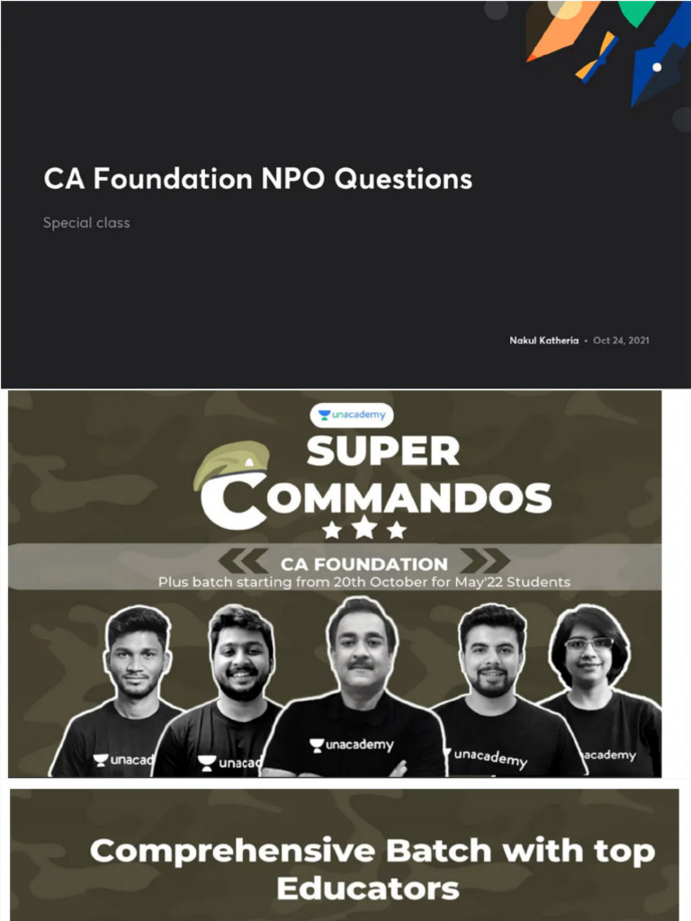 CA Foundation NPO Questions No Anno | PDF