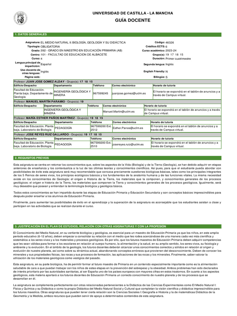 Guia Docente | PDF | Plan de estudios | Evaluación