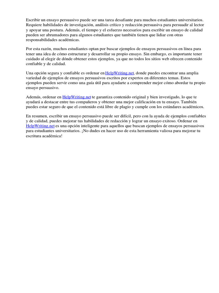 Ejemplos de ensayos persuasivos para estudiantes universitarios pdf