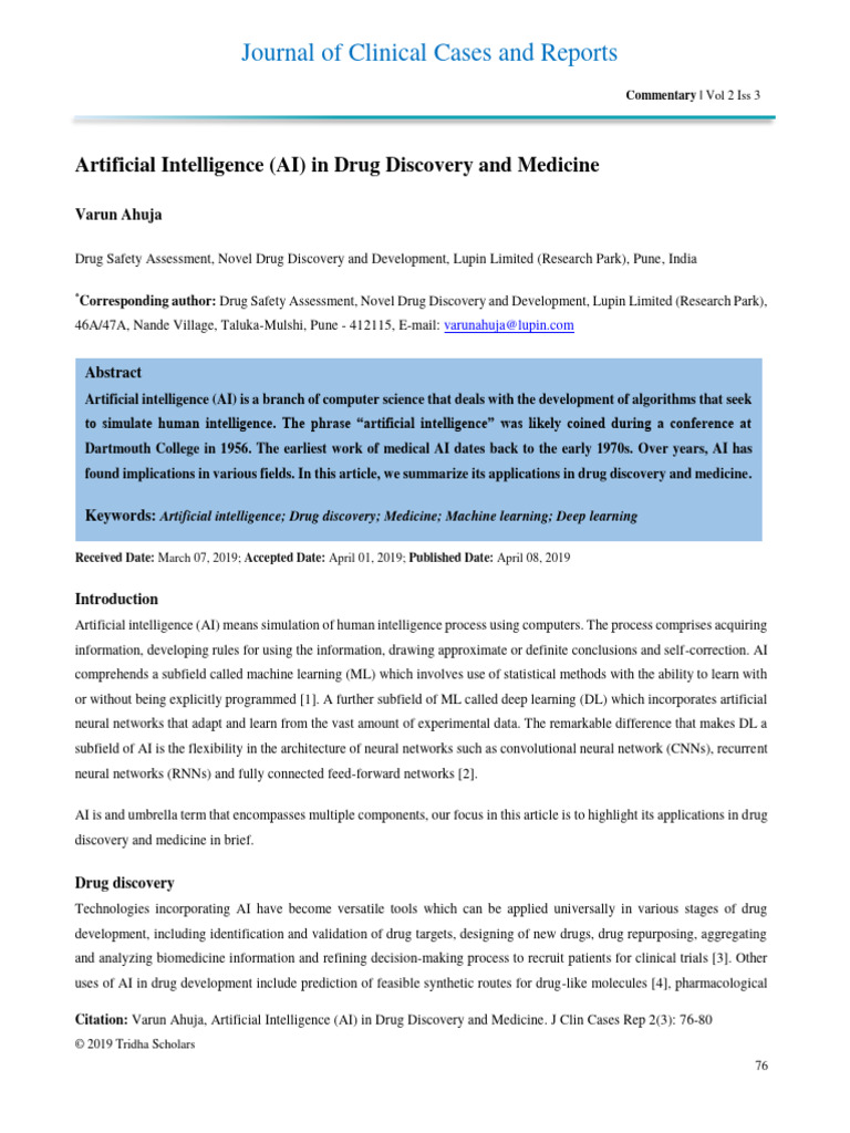 AI in Drug Discovery & Medicine | PDF | Artificial Intelligence ...
