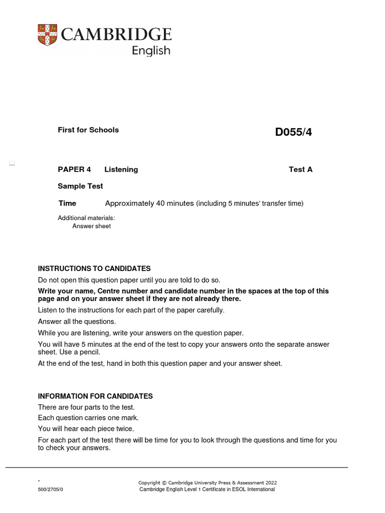 Fce Listening Sample Test 1 Pdf Adolescence Experience