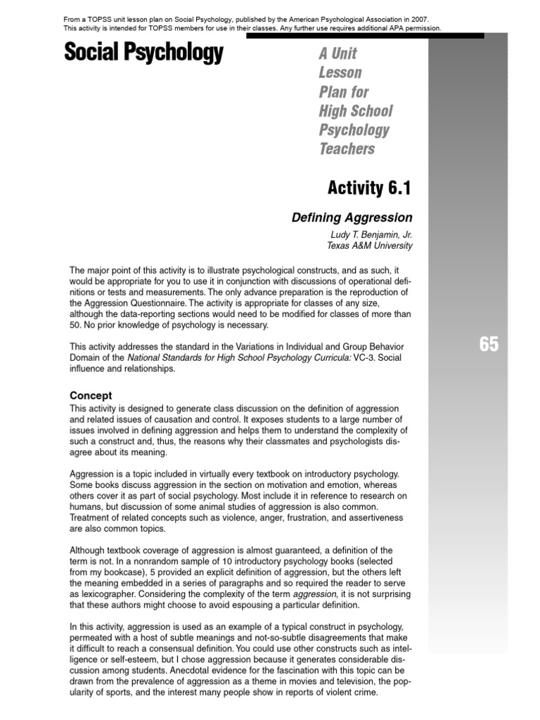 Aggression Pdf Aggression Psychology