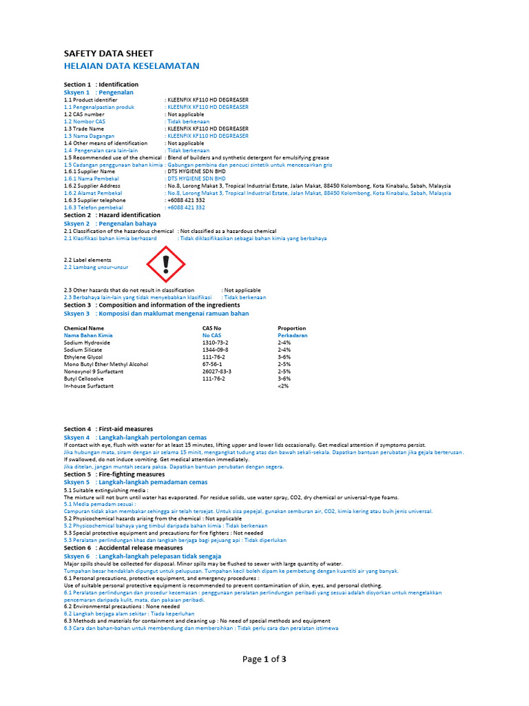 KleenFlix 110-HD-DEGREASER-SDS | PDF
