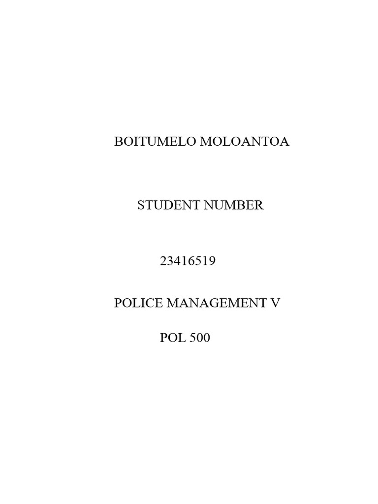 Boitumelo Moloantoa Pol500 B | PDF | Organizational Structure | Goal