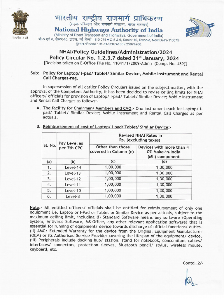 facilities nhai PDF