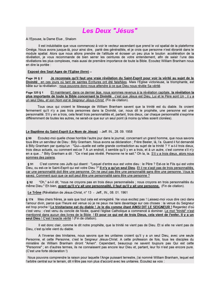 Les Deux Jésus et la Divinité | PDF | Trinité | Dieu
