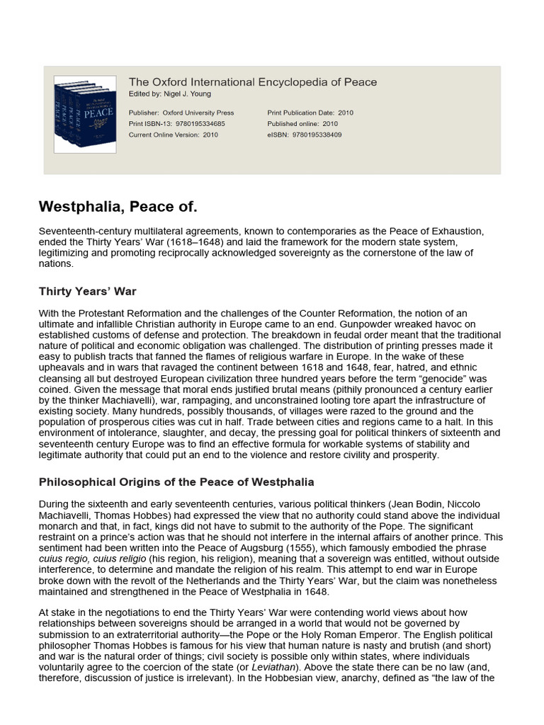 Treaty of westphalia ib global politics pdf sovereignty