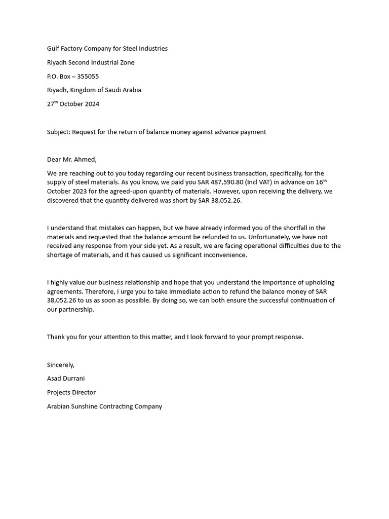 Balance confirmation for payment | PDF
