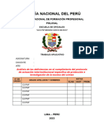 Analisis de las deficiencias en el cumplimiento del protocolo de actuacion interinstitucional especifica de proteccion e investigación de la escena del crimen