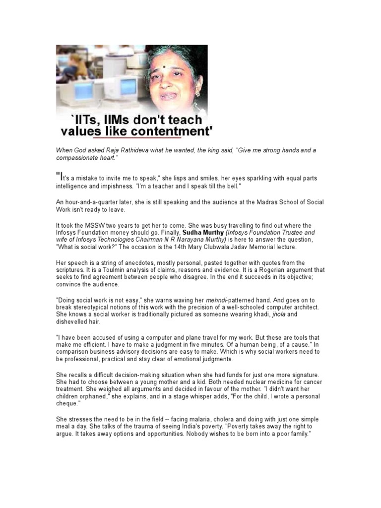 Speech Of Sudha Murthy Pdf