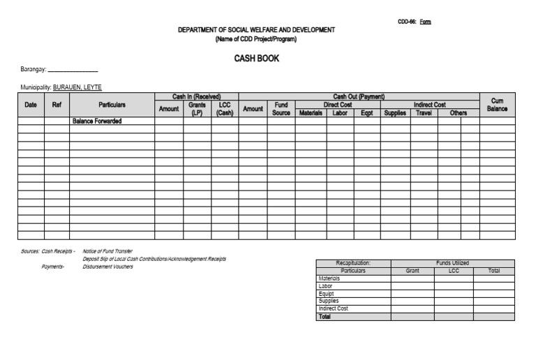 Cash Book Template for Government Offices | PDF | Money | Economies
