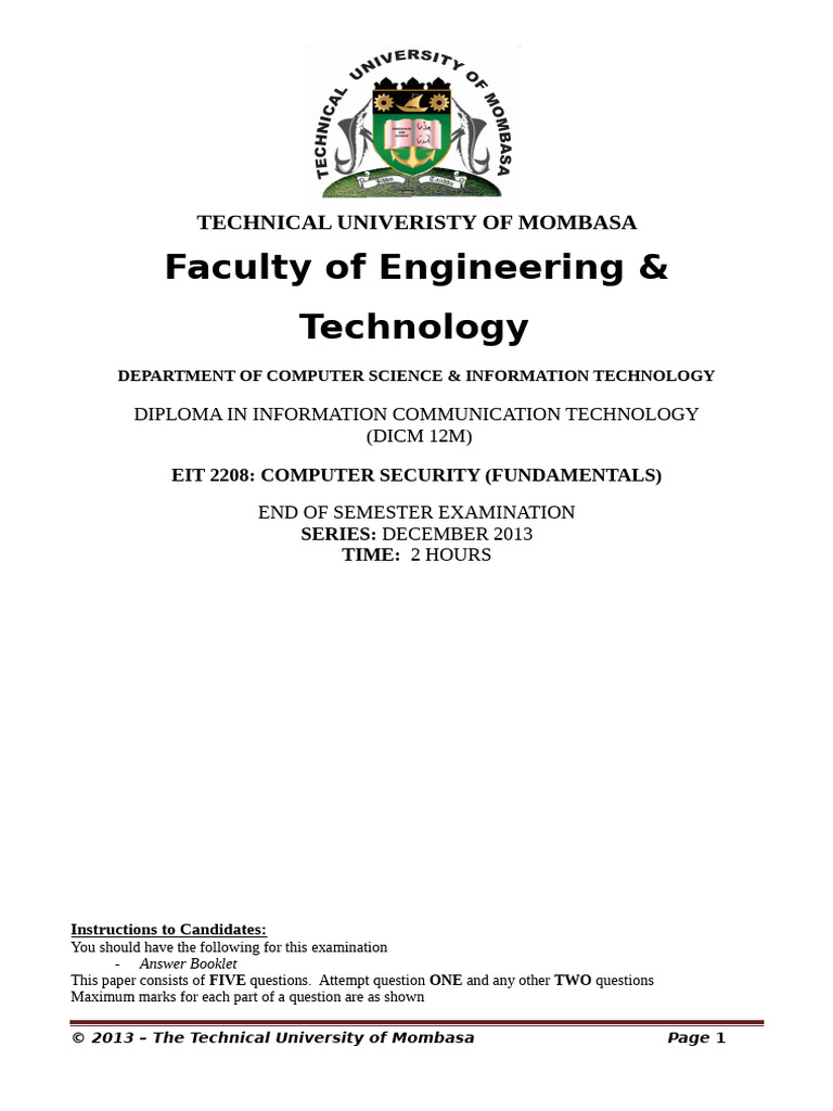 Computer Security Fundamentals Eit 2208 PDF Computer Network Security