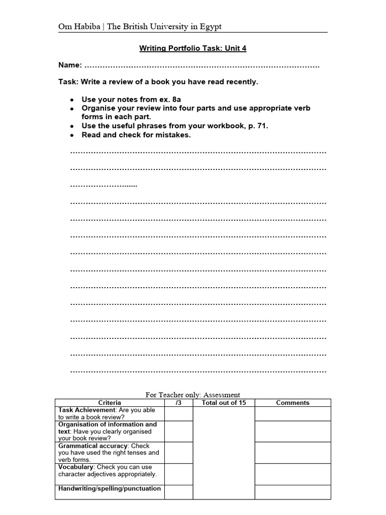 Unit 4 Writing Portfolio Task | PDF | Language Mechanics | Linguistic ...