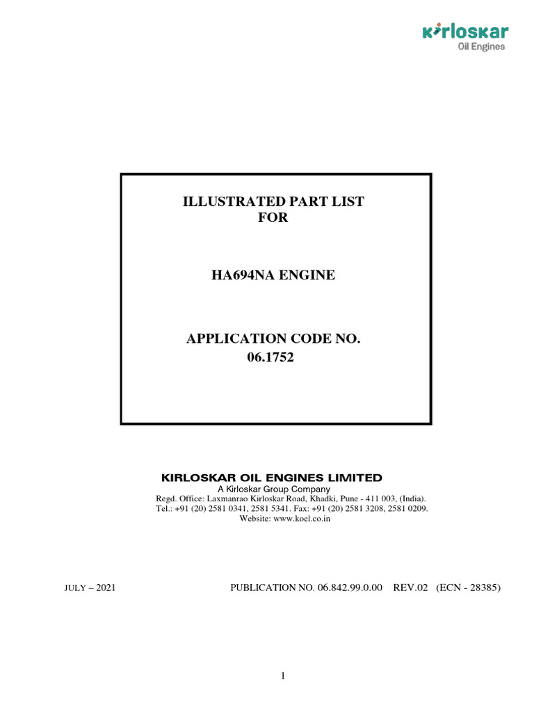 Parts List Sp-1807 Engine | PDF | Fuel Injection | Piston