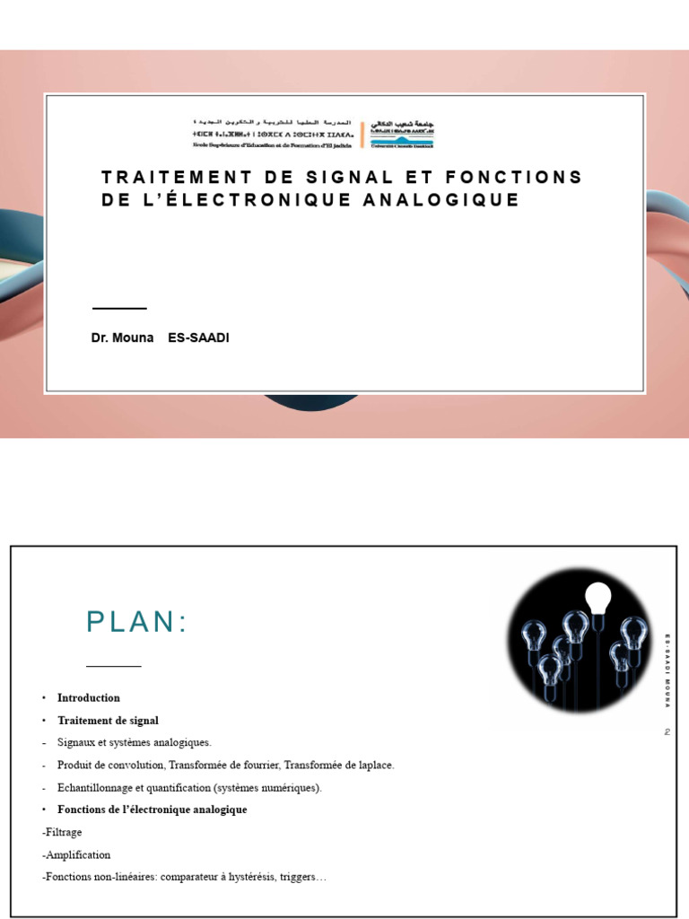 Traitement du Signal et Électronique | PDF | Transformation de Fourier ...