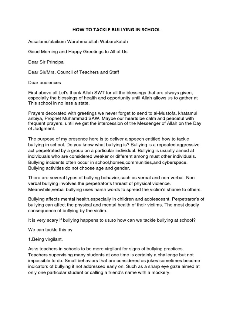 How To Tackle Bullying In School Pdf Bullying Teachers