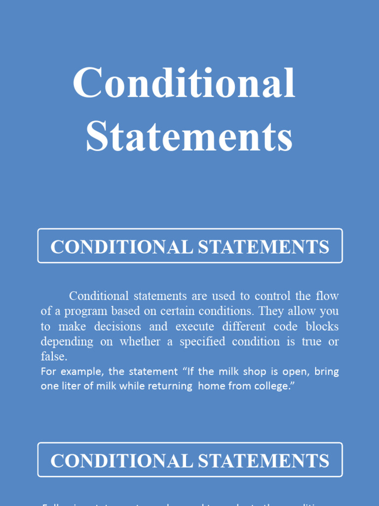 Understanding Conditional Statements | PDF | Computer Programming ...