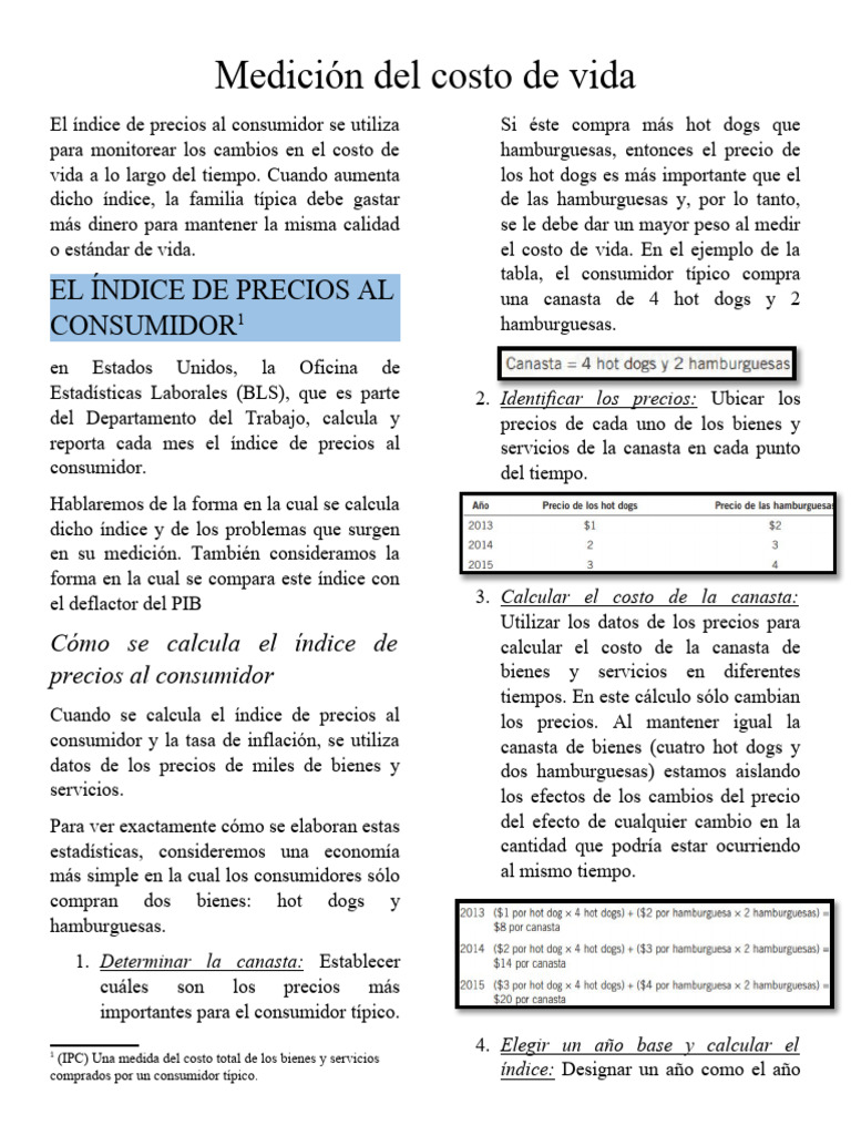 Medición Del Costo de Vida | PDF | Costo de la vida | Inflación