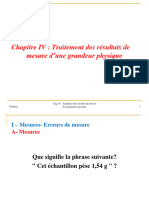 Chp IV- Traitement des résultats de mesure d’une grandeur physique