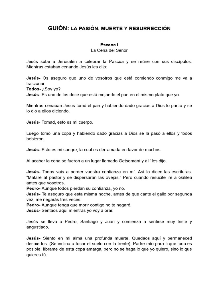 Guion de la Pasión y Resurrección de Jesús | PDF | Jesús | La ...