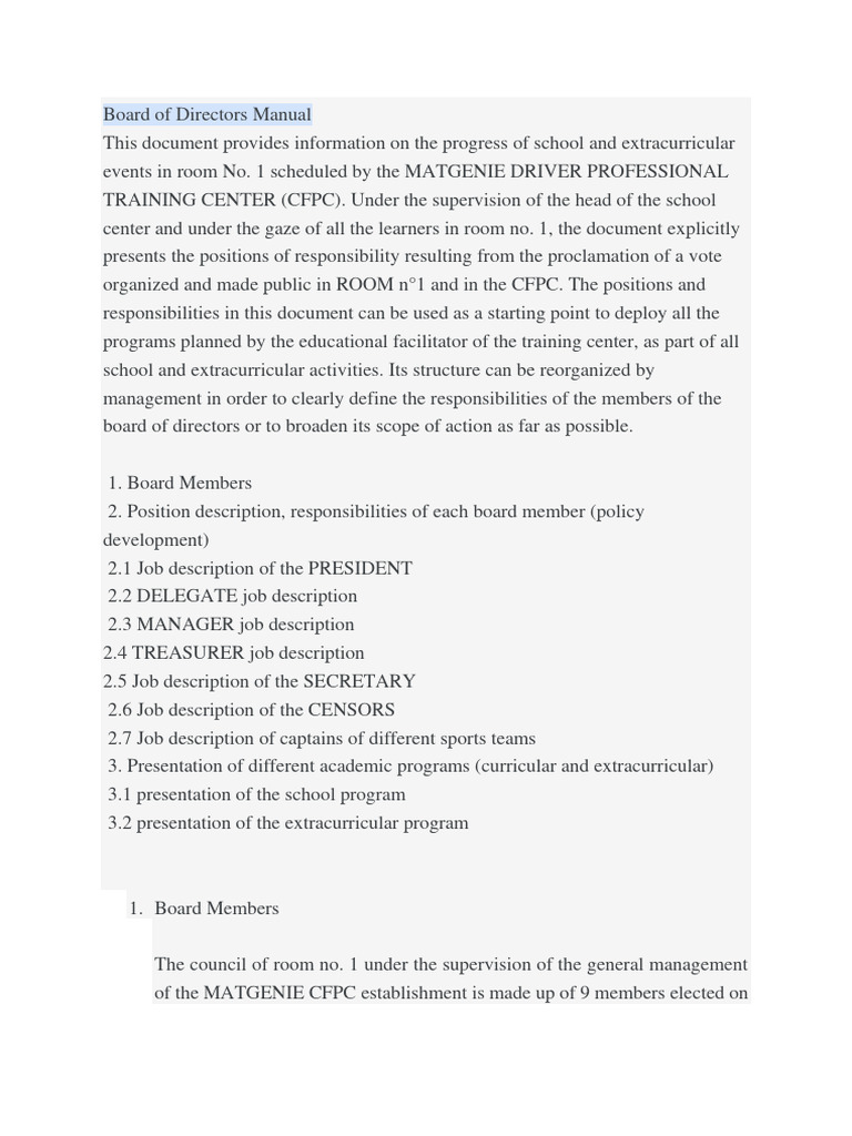 Board Roles & School Programs Guide | PDF | Board Of Directors | Secretary