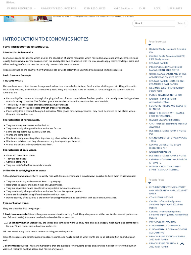 Introduction to Economics Notes | PDF | Demand | Economics
