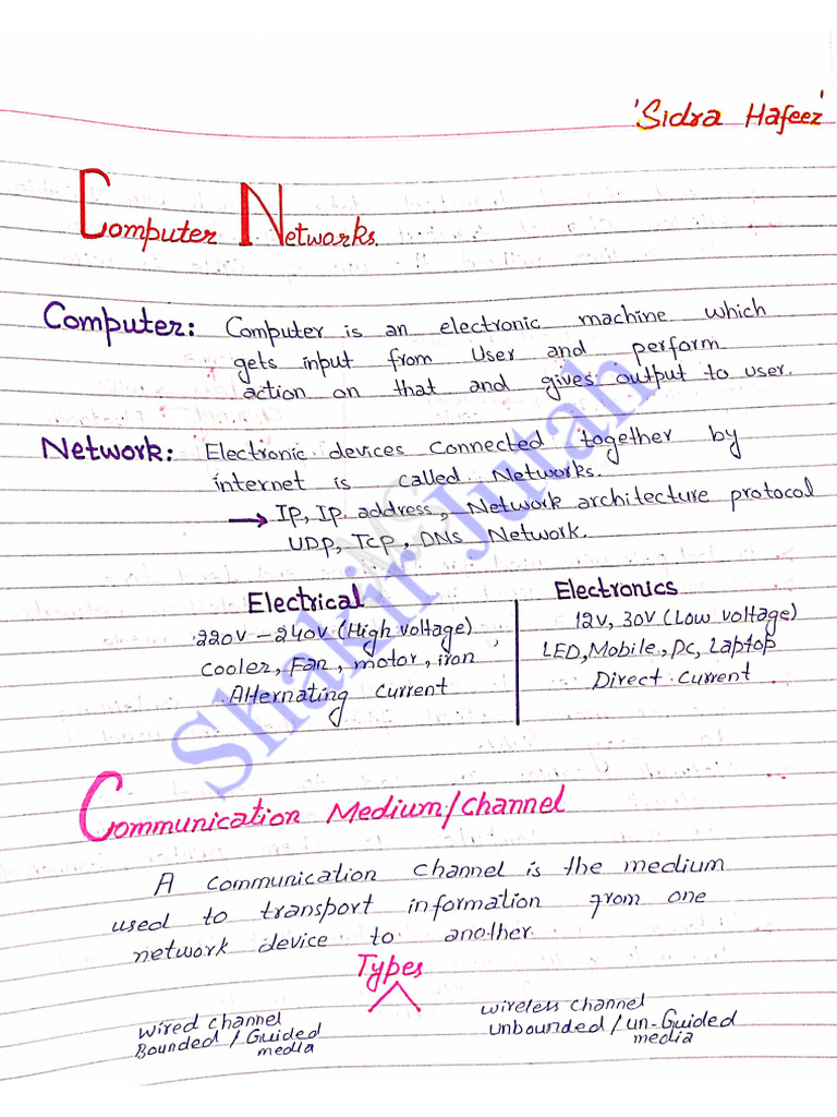 Computer Network HandWritten Notes PDF