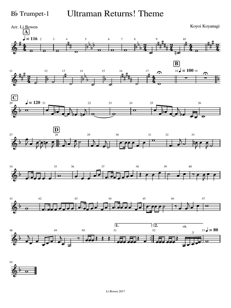 Ultraman Returns Theme-Bb Trumpet-1 | PDF