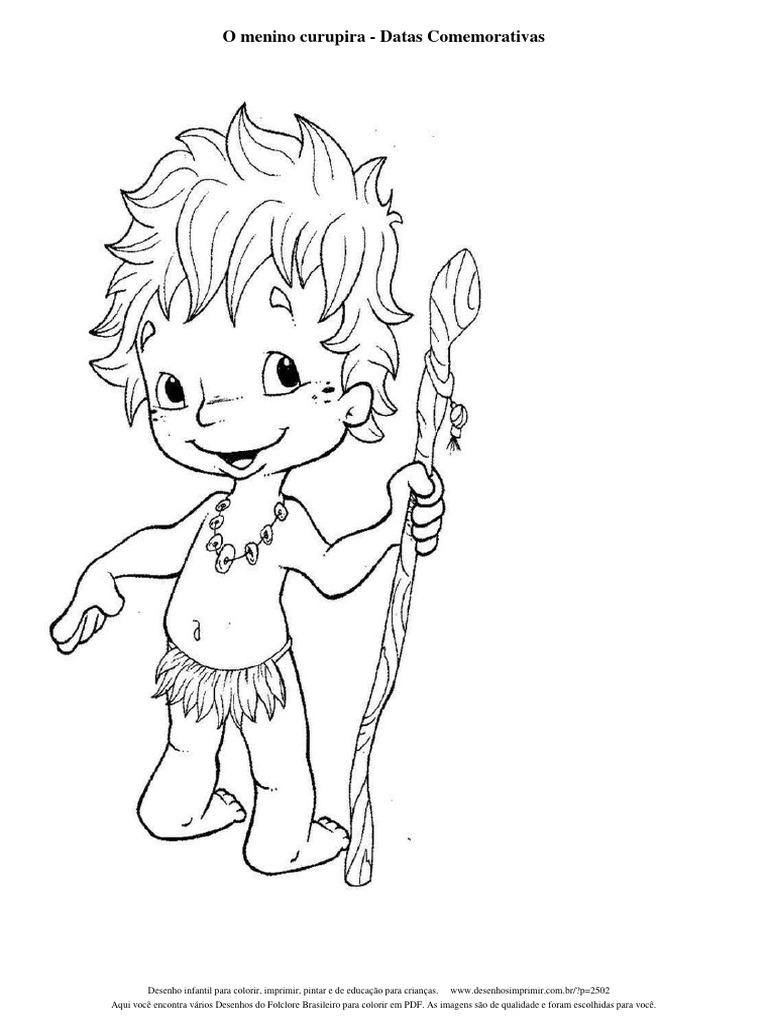 curupira desenho para colorir