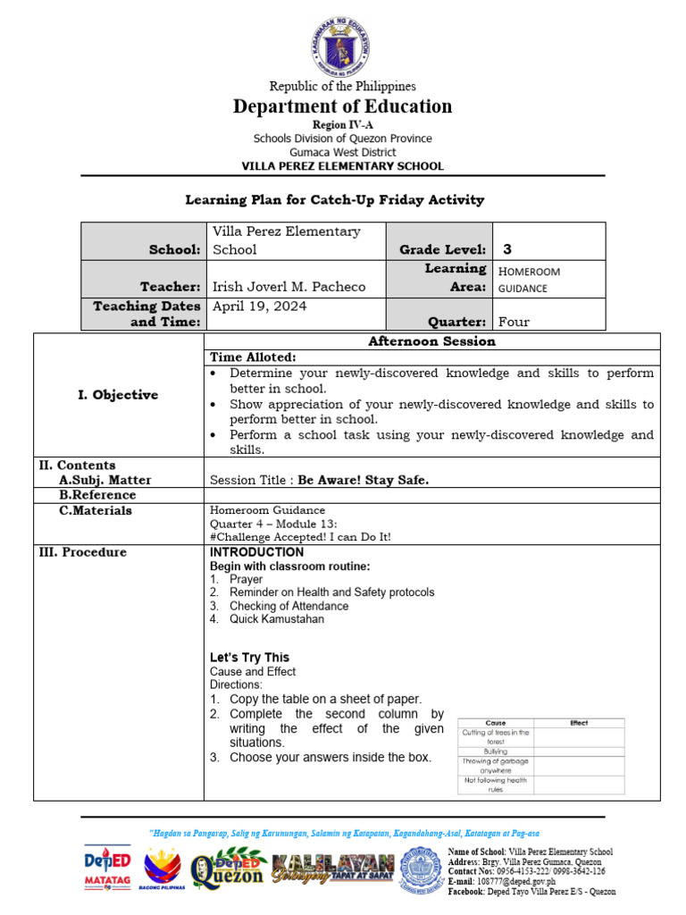 Week 3 Homeroom Guidance Pdf Learning Behavior Modification