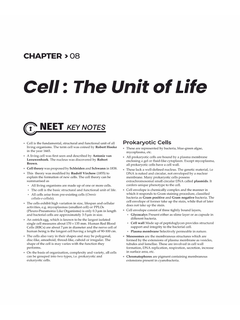 Cell The Unit of Life | PDF