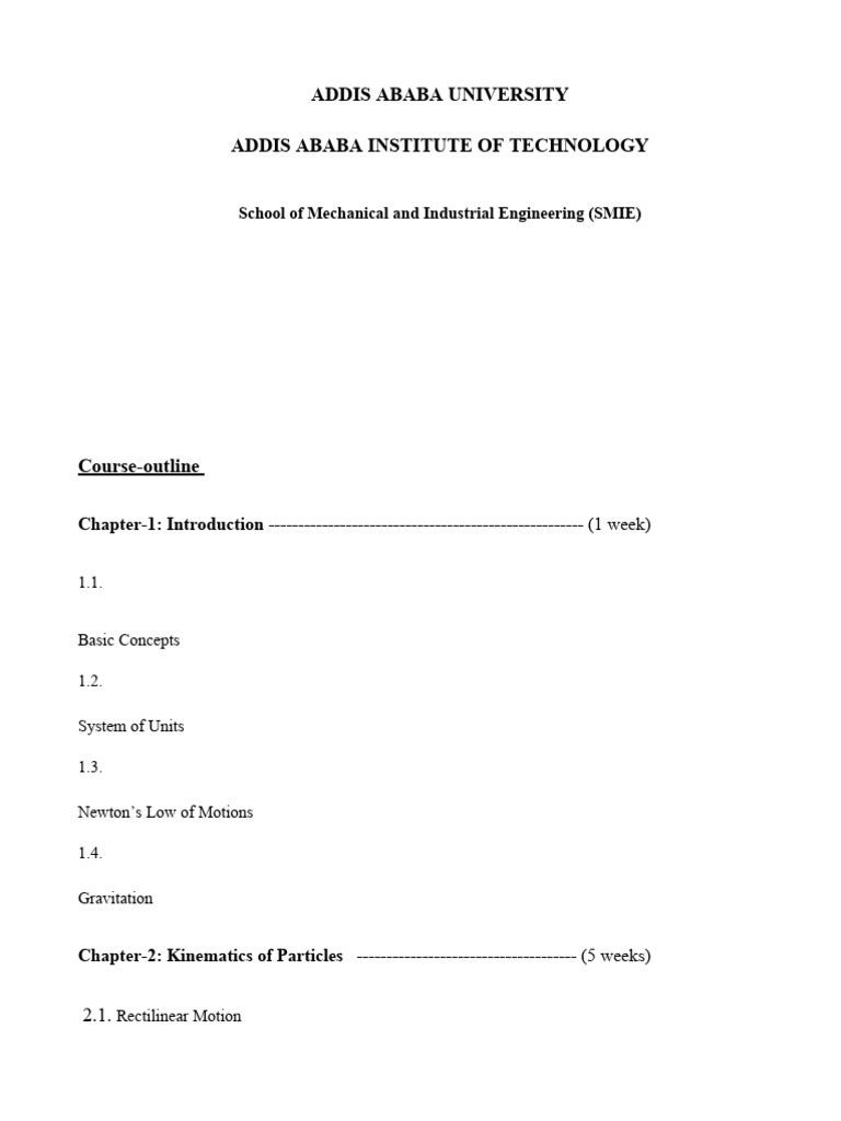 Engineering Mechanics II Course Outline | PDF | Teaching Methods ...