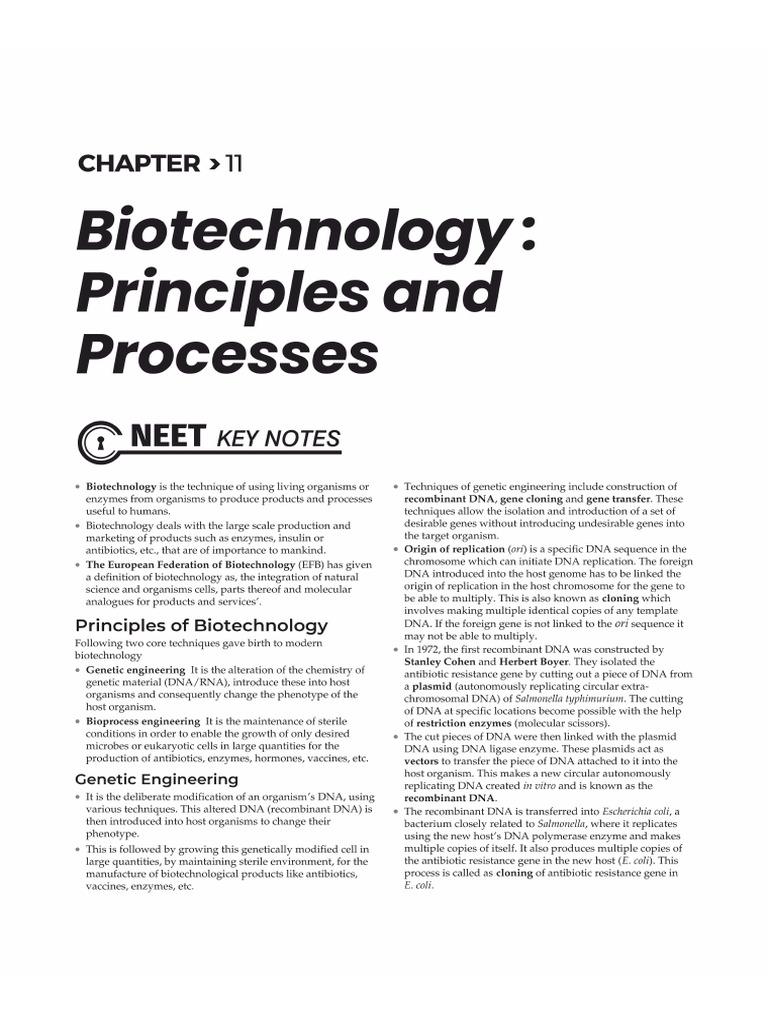 Biotechnology - Principles and Processes | PDF