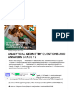 Analytical Geometry Questions and Answers Grade 12