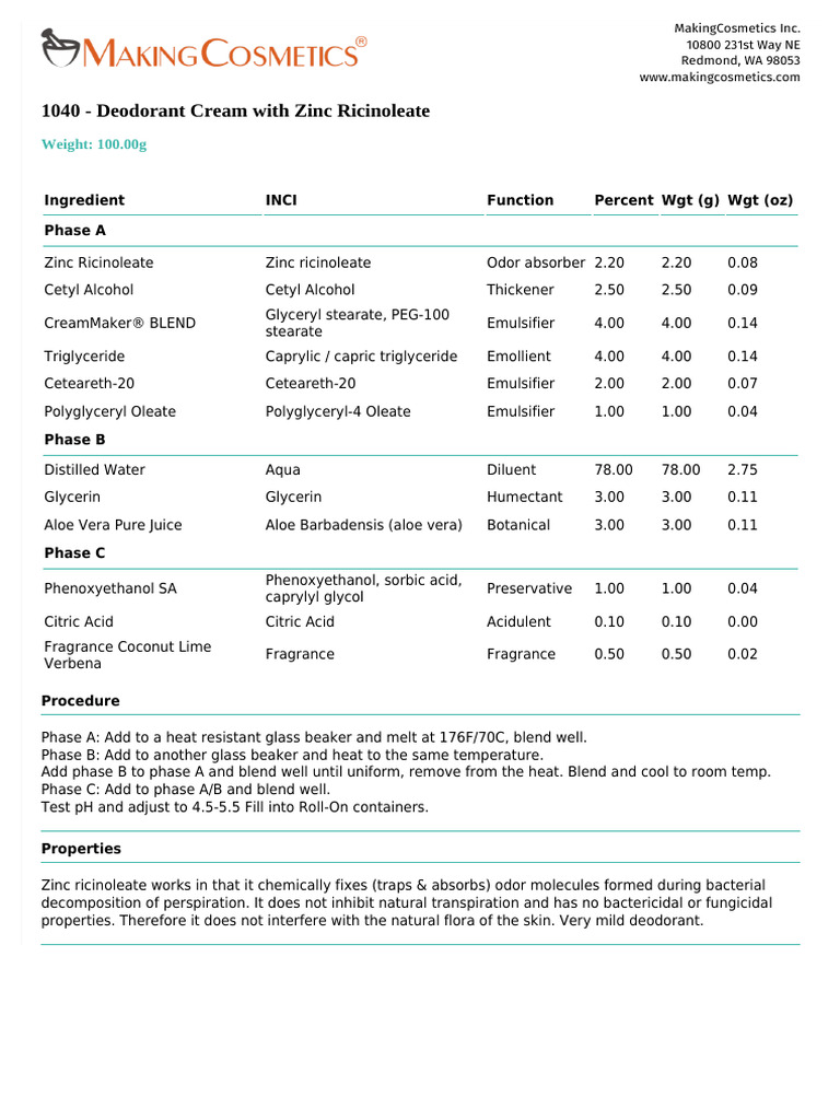Products Formulations 7.2 PDF | PDF | Glycerol | Chemical Substances