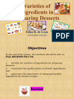 Varieties of Ingredients in Preparing Desserts - WK 2