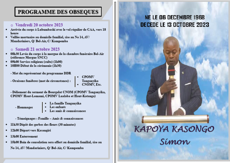 Programme des obsèques du 20-21 octobre | PDF